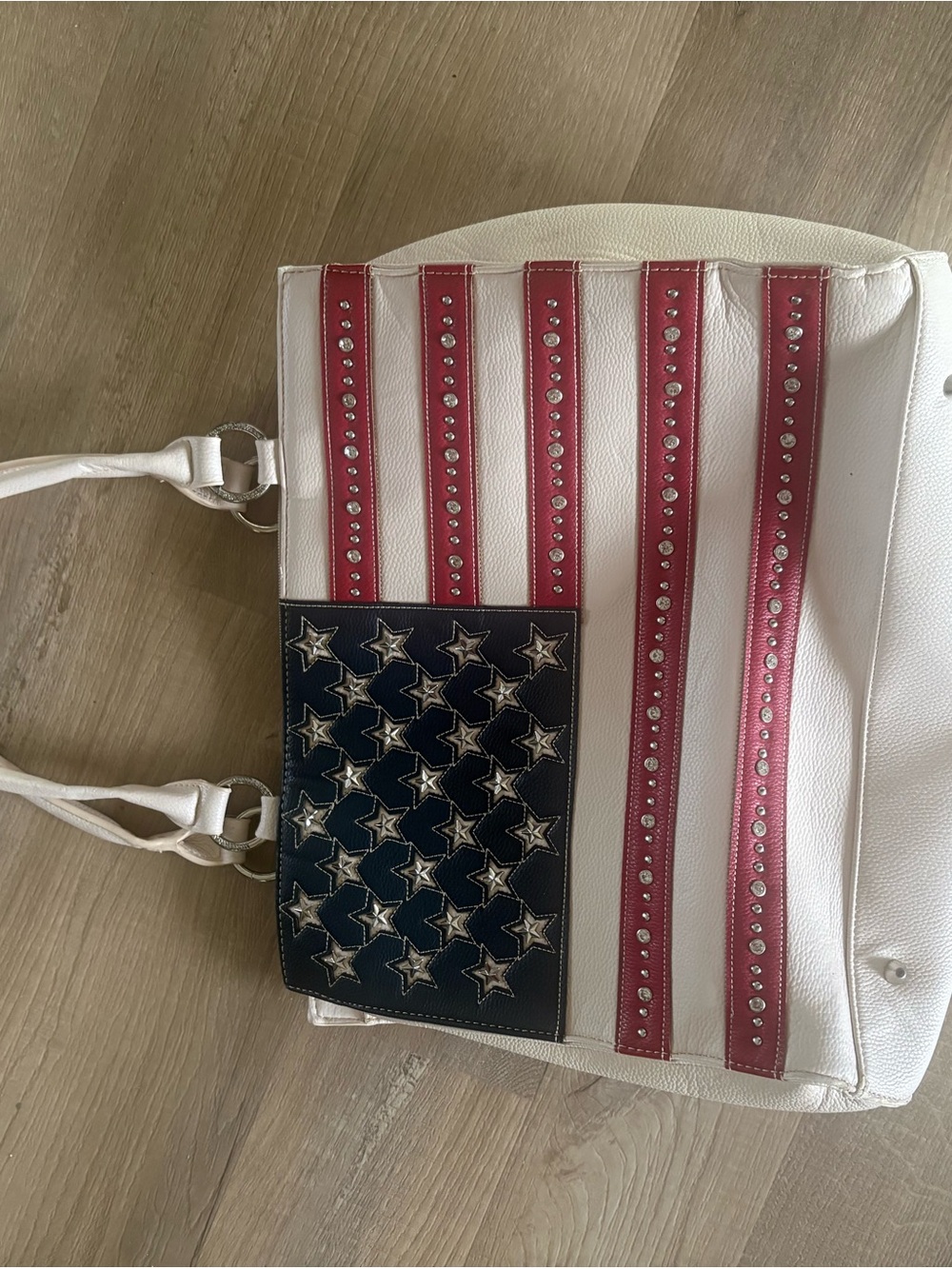 White, Red & Blue Studded American Flag Tote - Montana West